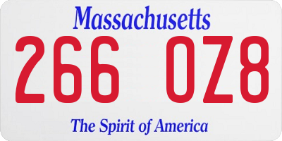 MA license plate 266OZ8