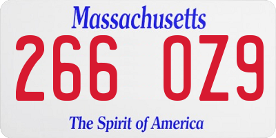 MA license plate 266OZ9