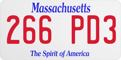 MA license plate 266PD3
