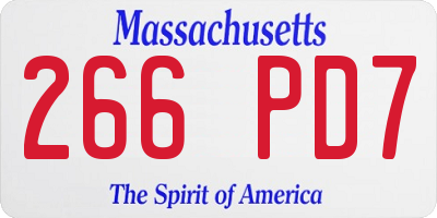 MA license plate 266PD7