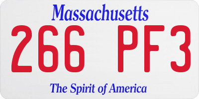 MA license plate 266PF3