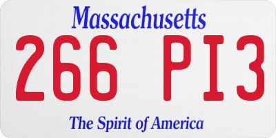 MA license plate 266PI3