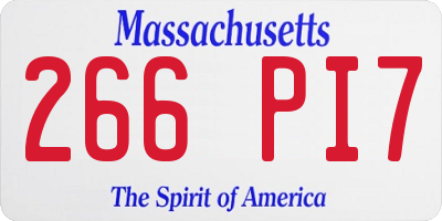 MA license plate 266PI7