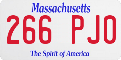 MA license plate 266PJ0