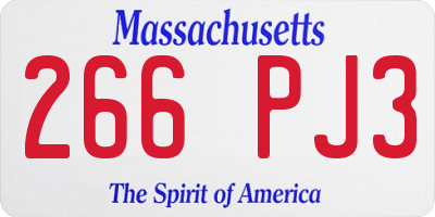 MA license plate 266PJ3