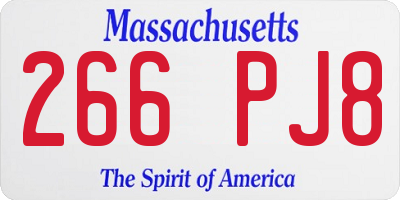 MA license plate 266PJ8