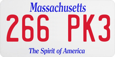 MA license plate 266PK3
