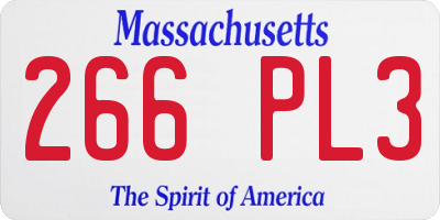 MA license plate 266PL3