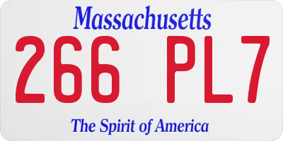 MA license plate 266PL7