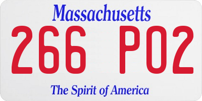 MA license plate 266PO2