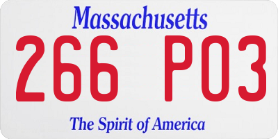 MA license plate 266PO3