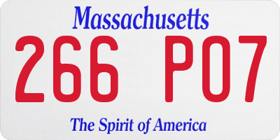 MA license plate 266PO7