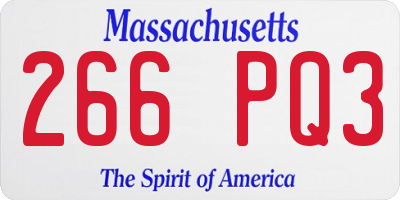 MA license plate 266PQ3