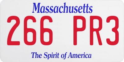 MA license plate 266PR3