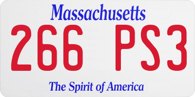 MA license plate 266PS3