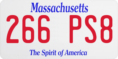 MA license plate 266PS8