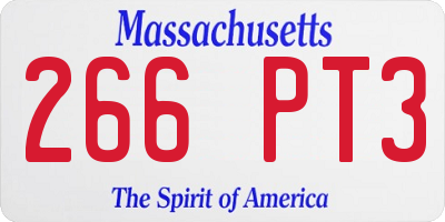 MA license plate 266PT3