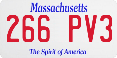 MA license plate 266PV3