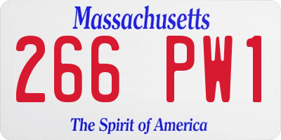 MA license plate 266PW1