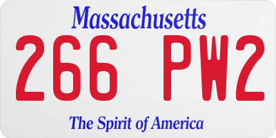 MA license plate 266PW2