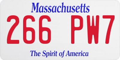 MA license plate 266PW7