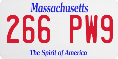 MA license plate 266PW9