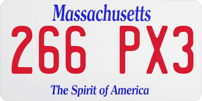 MA license plate 266PX3