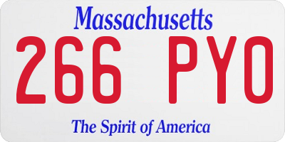 MA license plate 266PY0