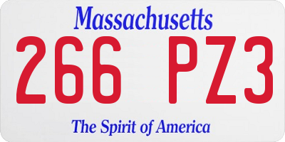 MA license plate 266PZ3