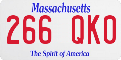 MA license plate 266QK0