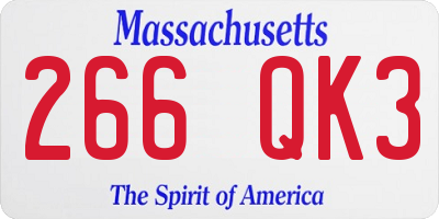 MA license plate 266QK3