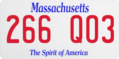 MA license plate 266QO3