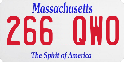 MA license plate 266QW0