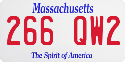 MA license plate 266QW2