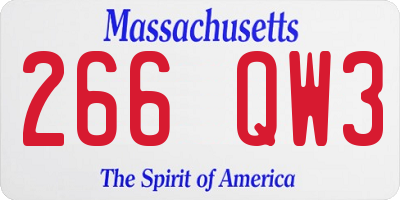 MA license plate 266QW3