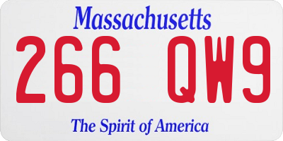MA license plate 266QW9