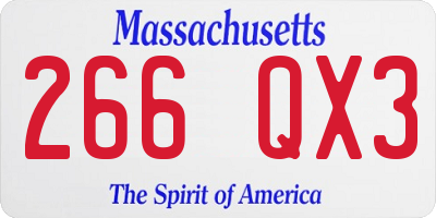 MA license plate 266QX3