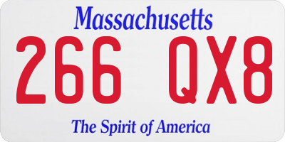 MA license plate 266QX8