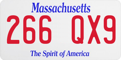 MA license plate 266QX9