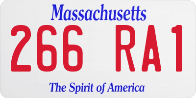 MA license plate 266RA1