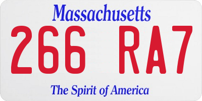 MA license plate 266RA7