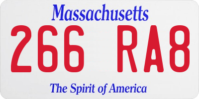 MA license plate 266RA8