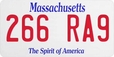 MA license plate 266RA9