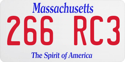 MA license plate 266RC3