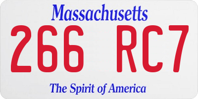 MA license plate 266RC7