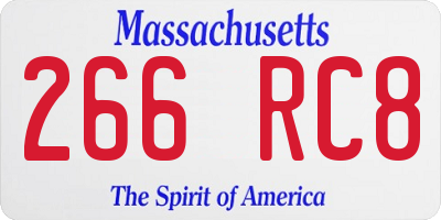 MA license plate 266RC8