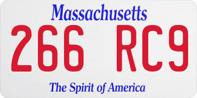 MA license plate 266RC9