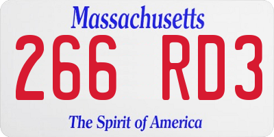 MA license plate 266RD3