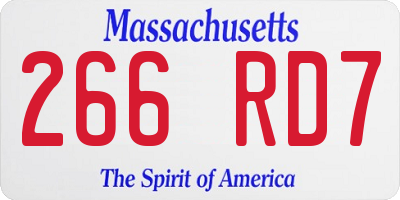MA license plate 266RD7