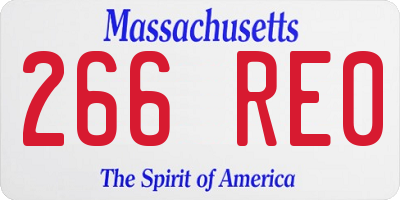 MA license plate 266RE0